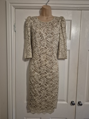 Gold lace lined occasion - lace, dress